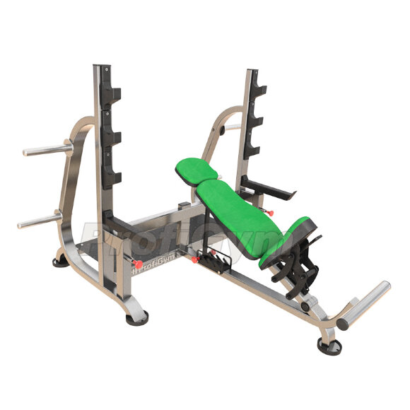 Скамья для жима наклонная регулируемая со страховочными упорами ProfiGym BP - 009